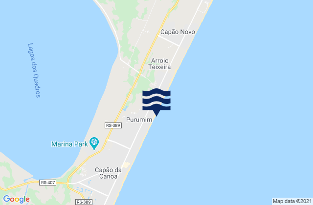 Mapa da tábua de marés em Atlantida, Brazil