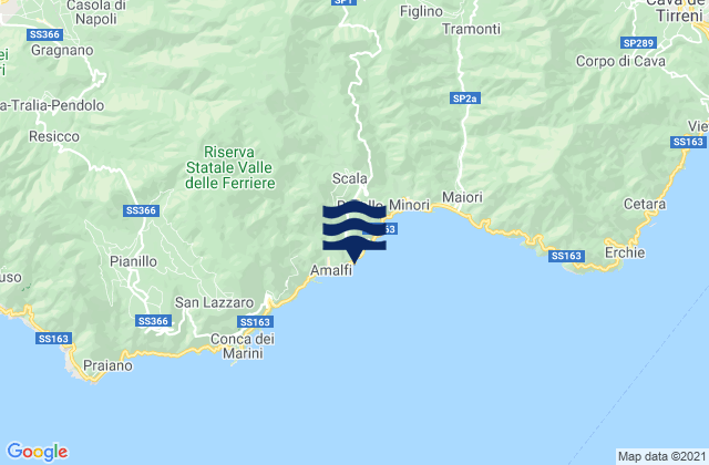 Mapa da tábua de marés em Atrani, Italy