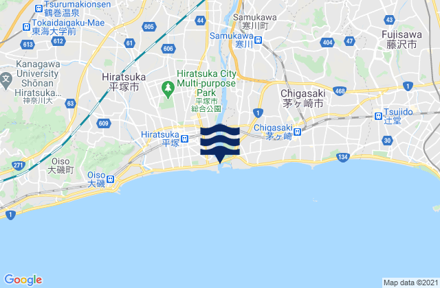 Mapa da tábua de marés em Atsugi, Japan