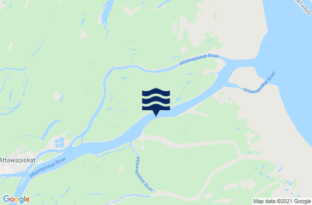 Mapa da tábua de marés em Attawapiskat, Canada