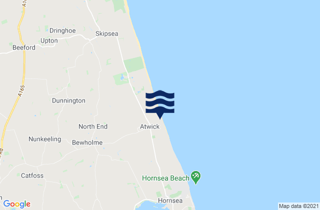 Mapa da tábua de marés em Atwick, United Kingdom