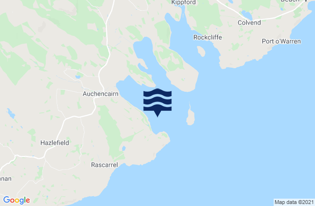 Mapa da tábua de marés em Auchencairn Bay, United Kingdom