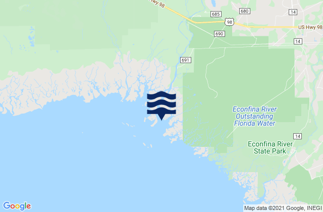 Mapa da tábua de marés em Aucilla River entrance, United States