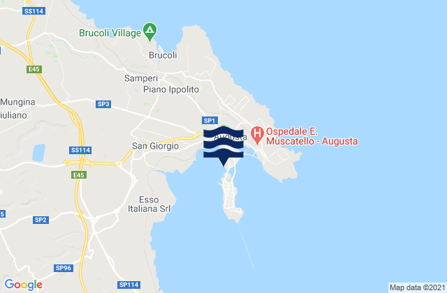 Mapa da tábua de marés em Augusta, Italy