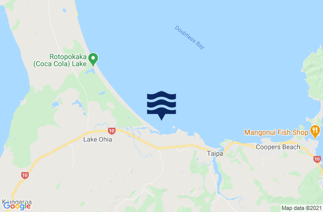 Mapa da tábua de marés em Aurere Beach, New Zealand