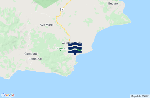 Mapa da tábua de marés em Ave María, Panama