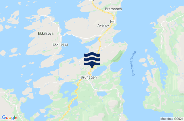 Mapa da tábua de marés em Averøy, Norway