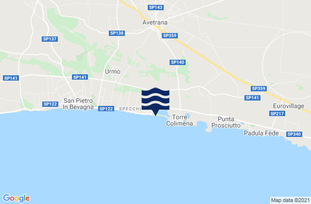 Mapa da tábua de marés em Avetrana, Italy
