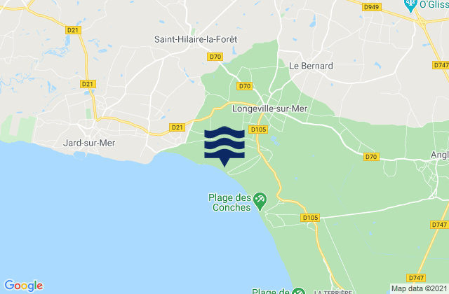 Mapa da tábua de marés em Avrillé, France