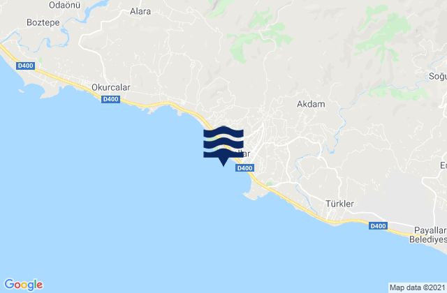 Mapa da tábua de marés em Avsallar, Turkey