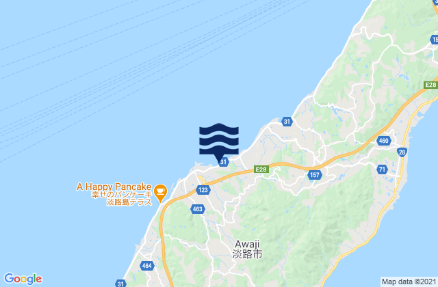 Mapa da tábua de marés em Awaji Shi, Japan