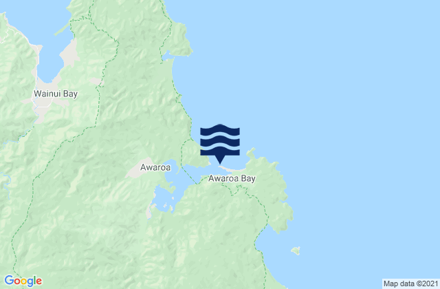 Mapa da tábua de marés em Awaroa Bay Abel Tasman, New Zealand