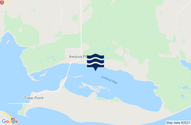 Mapa da tábua de marés em Awarua Bay, New Zealand