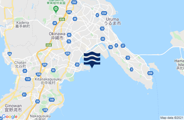 Mapa da tábua de marés em Awase, Japan