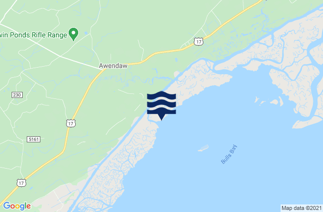 Mapa da tábua de marés em Awendaw, United States