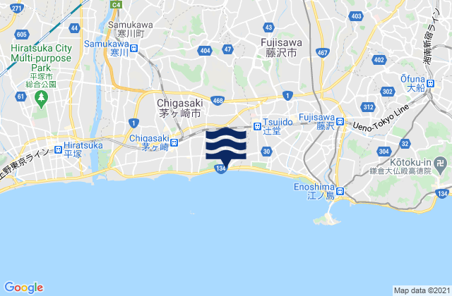 Mapa da tábua de marés em Ayase Shi, Japan