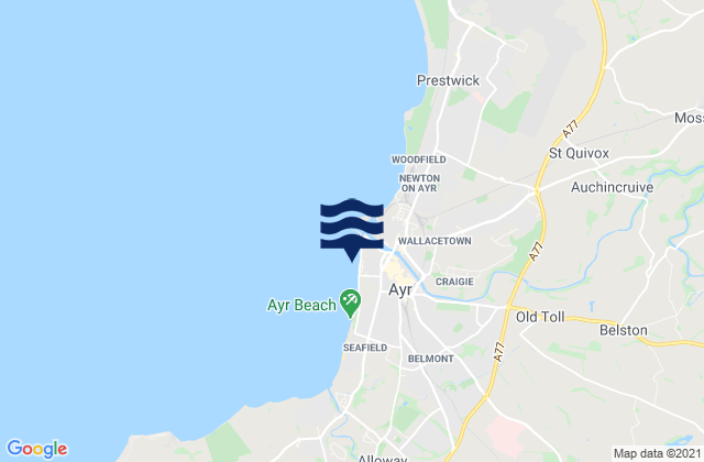 Mapa da tábua de marés em Ayr Beach, United Kingdom