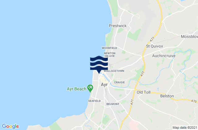 Mapa da tábua de marés em Ayr, United Kingdom
