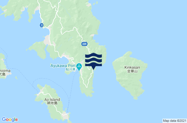 Mapa da tábua de marés em Ayukawa, Japan