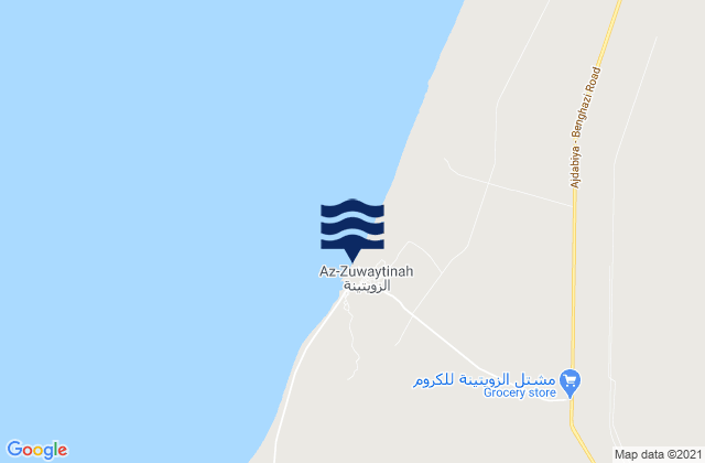 Mapa da tábua de marés em Az Zuwaytīnah, Libya