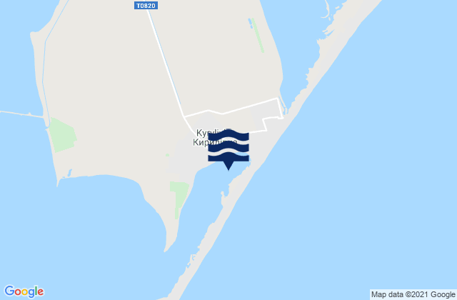 Mapa da tábua de marés em Azovske, Ukraine