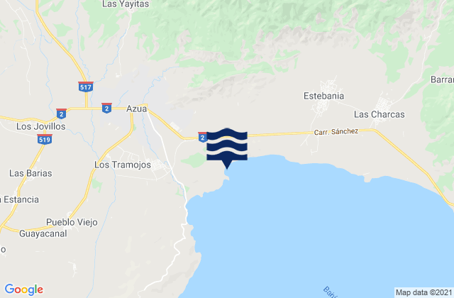 Mapa da tábua de marés em Azua, Dominican Republic