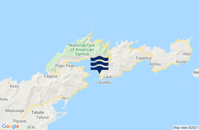Mapa da tábua de marés em Aūa, American Samoa