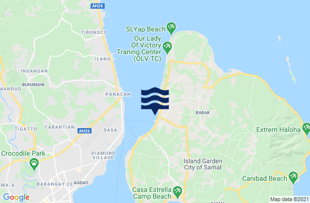 Mapa da tábua de marés em Babak, Philippines