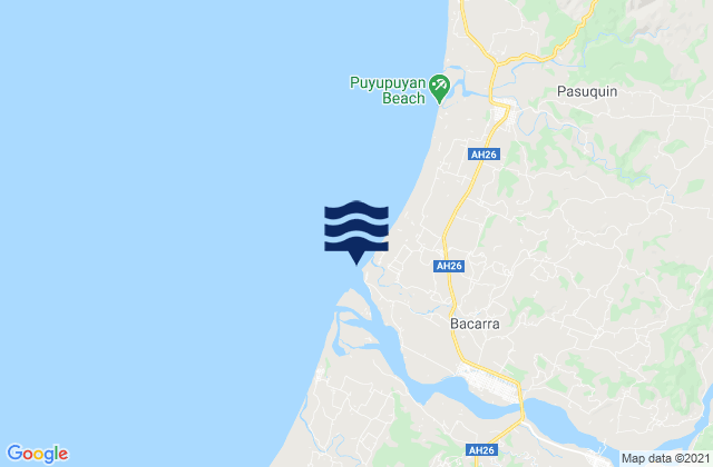Mapa da tábua de marés em Bacarra, Philippines