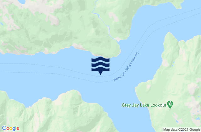 Mapa da tábua de marés em Bachelor Bay, Canada
