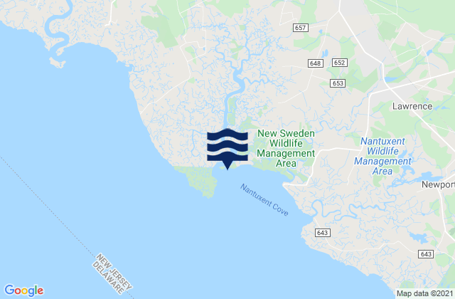 Mapa da tábua de marés em Back Creek Entrance (Nantuxent Cove), United States