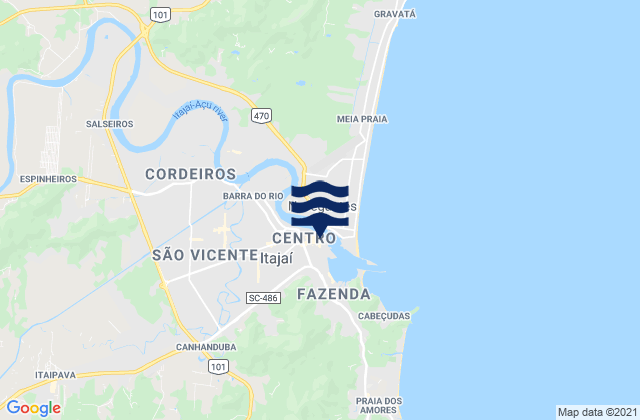Mapa da tábua de marés em Back Door, Brazil