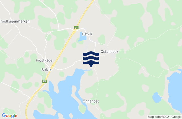 Mapa da tábua de marés em Backa, Sweden