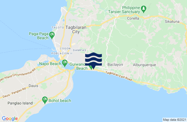 Mapa da tábua de marés em Baclayon, Philippines