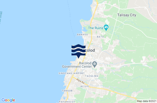 Mapa da tábua de marés em Bacolod City, Philippines