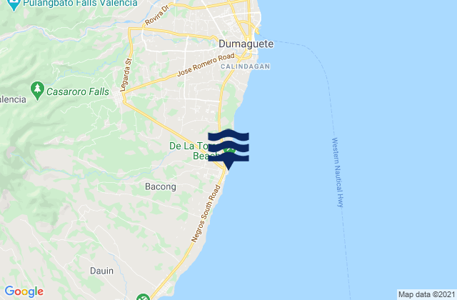 Mapa da tábua de marés em Bacong, Philippines