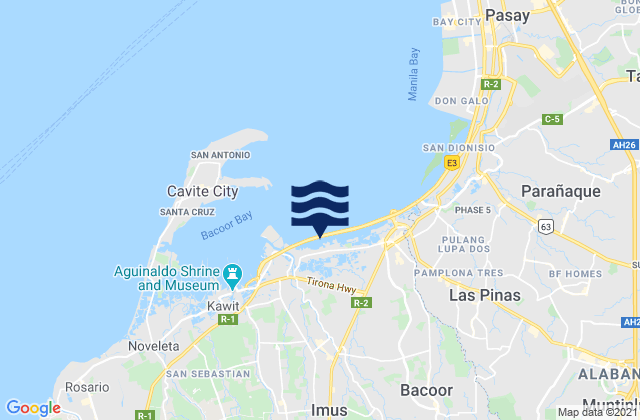 Mapa da tábua de marés em Bacoor, Philippines