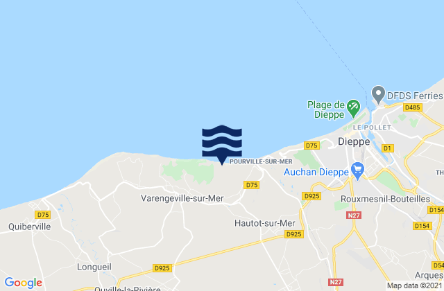 Mapa da tábua de marés em Bacqueville-en-Caux, France