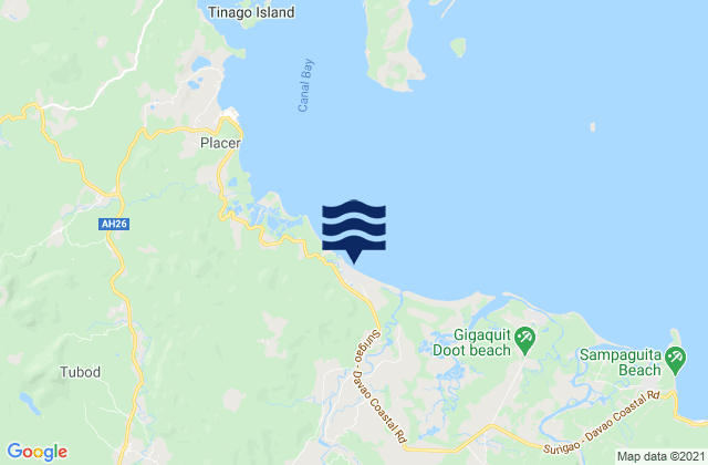 Mapa da tábua de marés em Bacuag, Philippines