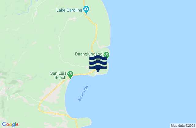 Mapa da tábua de marés em Baculin, Philippines