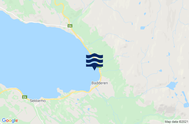 Mapa da tábua de marés em Badderen, Norway