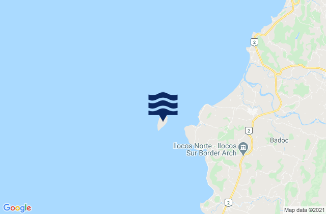 Mapa da tábua de marés em Badoc Island, Philippines
