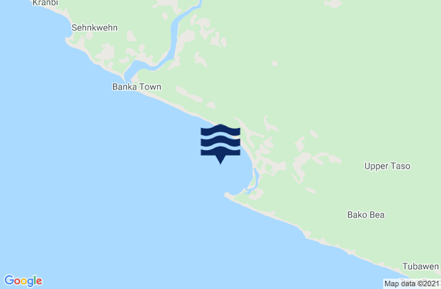 Mapa da tábua de marés em Bafu Bay, Liberia