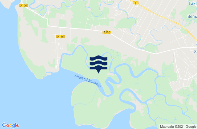 Mapa da tábua de marés em Bagan Serai, Malaysia