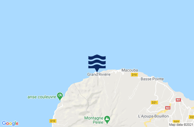 Mapa da tábua de marés em Bagasse, Martinique
