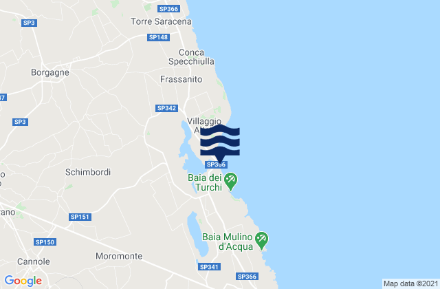 Mapa da tábua de marés em Bagnolo del Salento, Italy