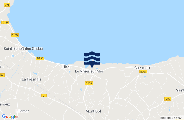 Mapa da tábua de marés em Baguer-Morvan, France
