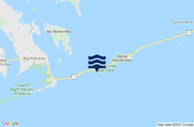 Mapa da tábua de marés em Bahia Honda Key (Bahia Honda Channel), United States