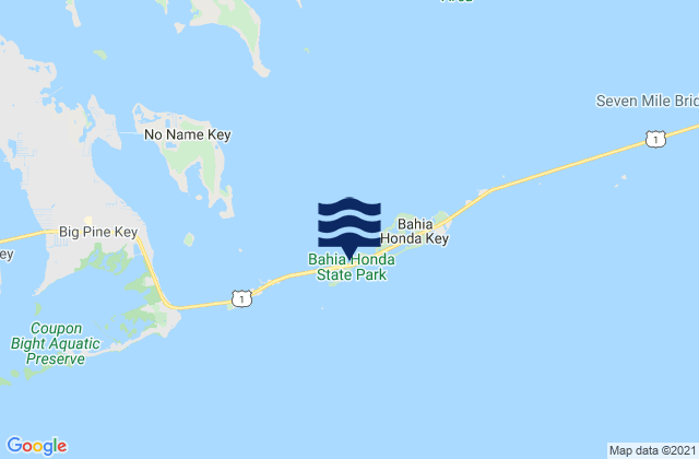 Mapa da tábua de marés em Bahia Honda Key (Bridge), United States
