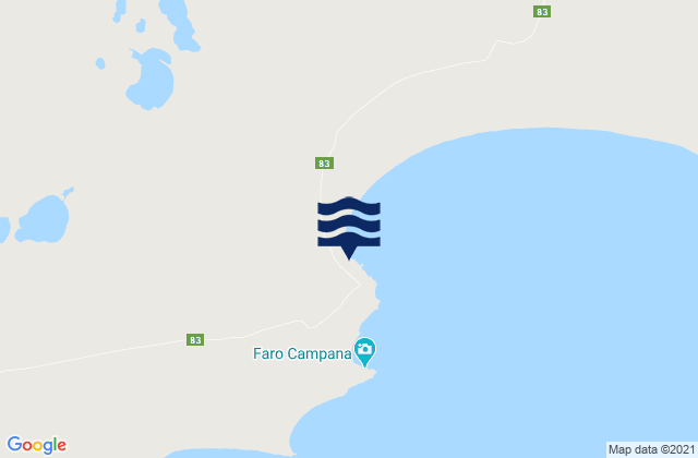 Mapa da tábua de marés em Bahia Laura, Argentina